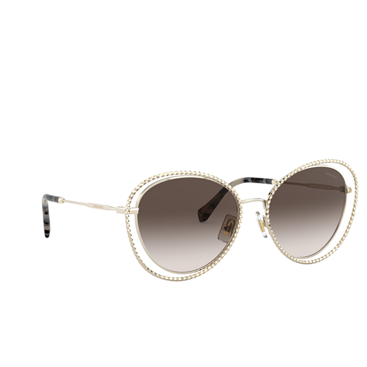 Miu Miu® Butterfly Sunglasses: Special Project MU 59VS color Pale Gold ZVN6S1 - three-quarters view.