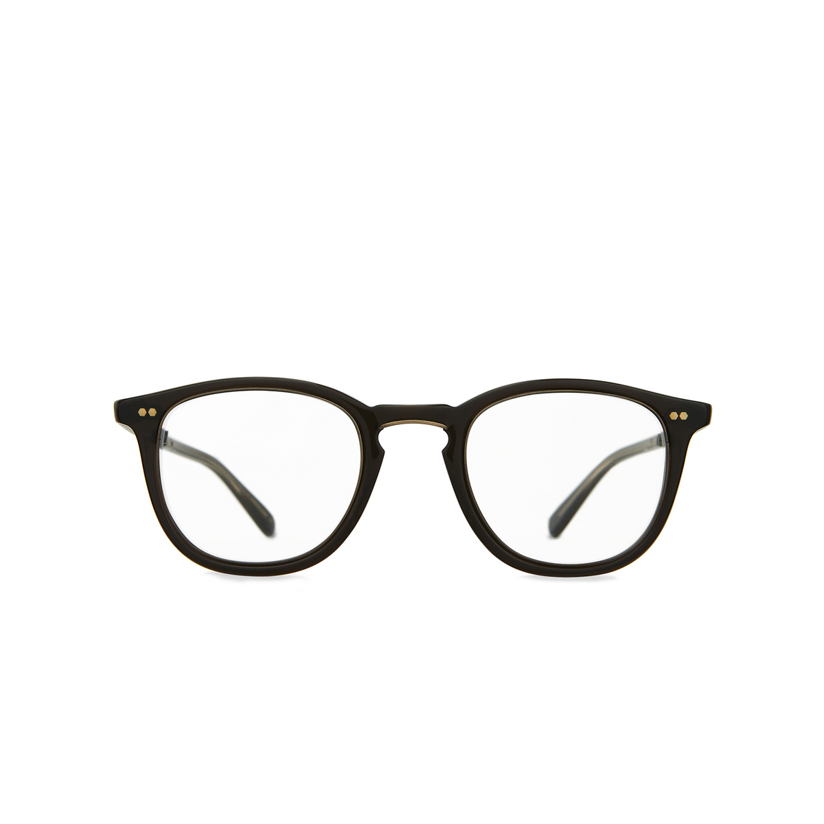 Mr. Leight® Square Eyeglasses: Coopers C color Black Tar - Antique Gold Bktr-atg - front view.