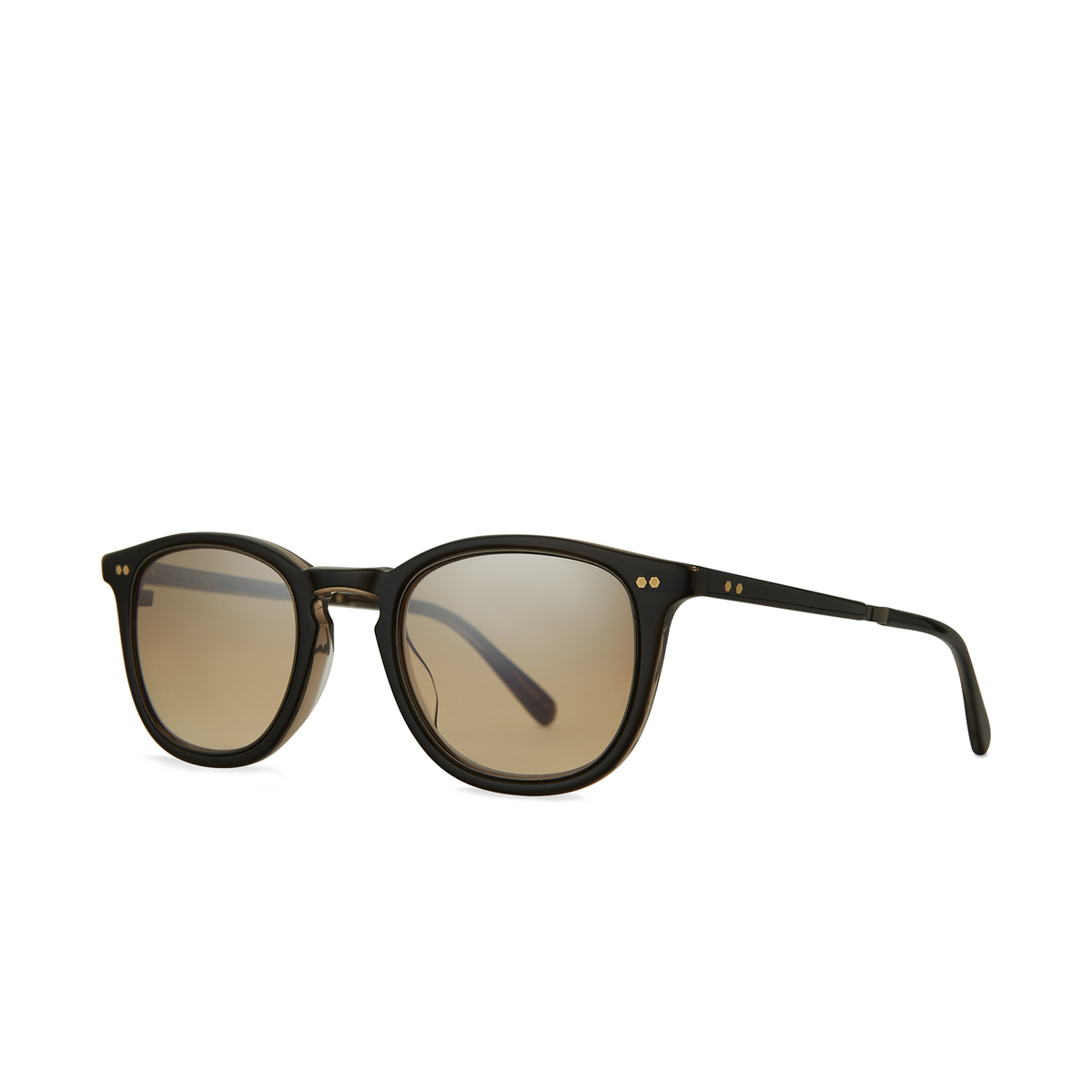 Mr. Leight® Square Sunglasses: Coopers S color Black Tar - Antique Gold / Smokey Bktr-atg/smky - three-quarters view.