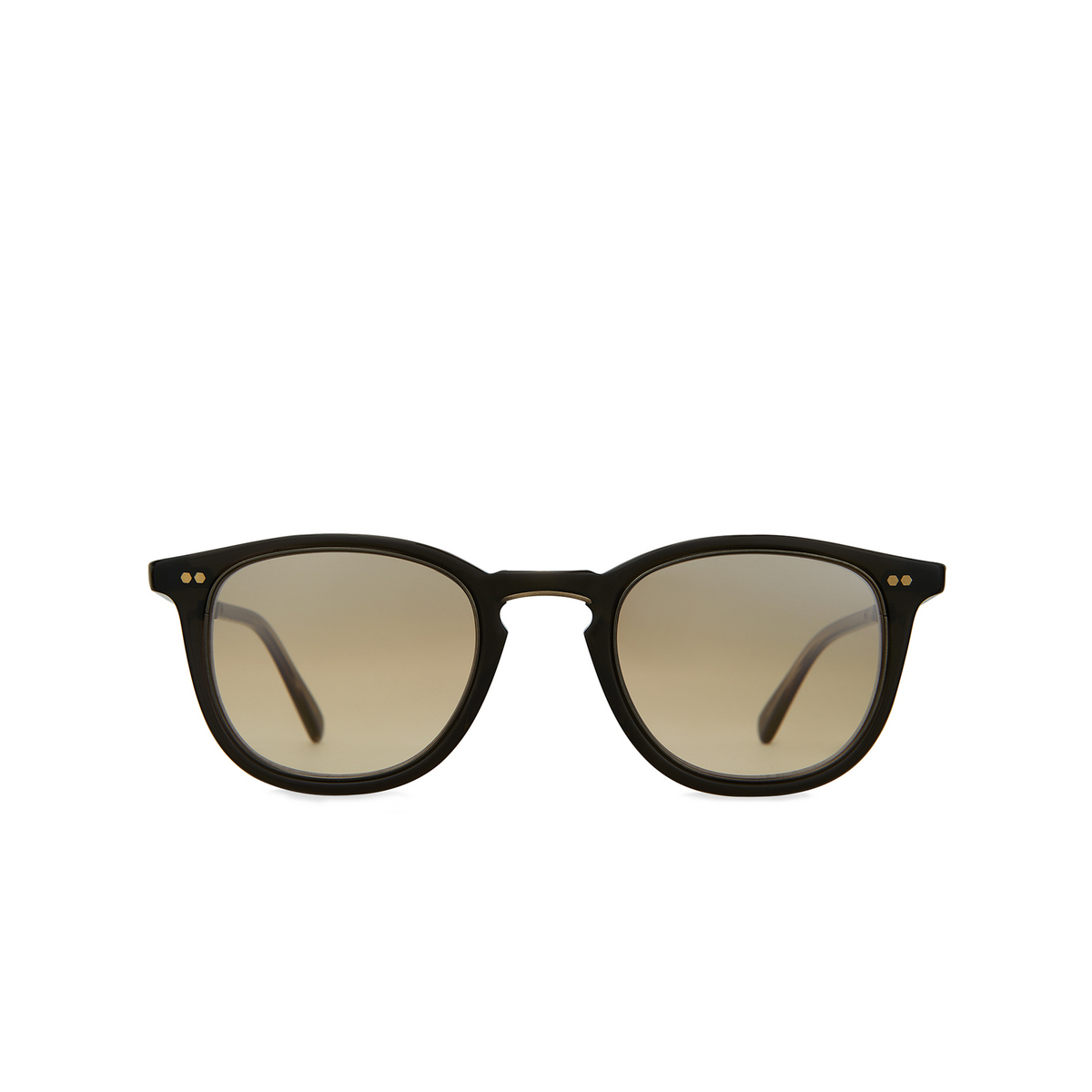 Mr. Leight® Square Sunglasses: Coopers S color Black Tar - Antique Gold / Smokey Bktr-atg/smky - front view.