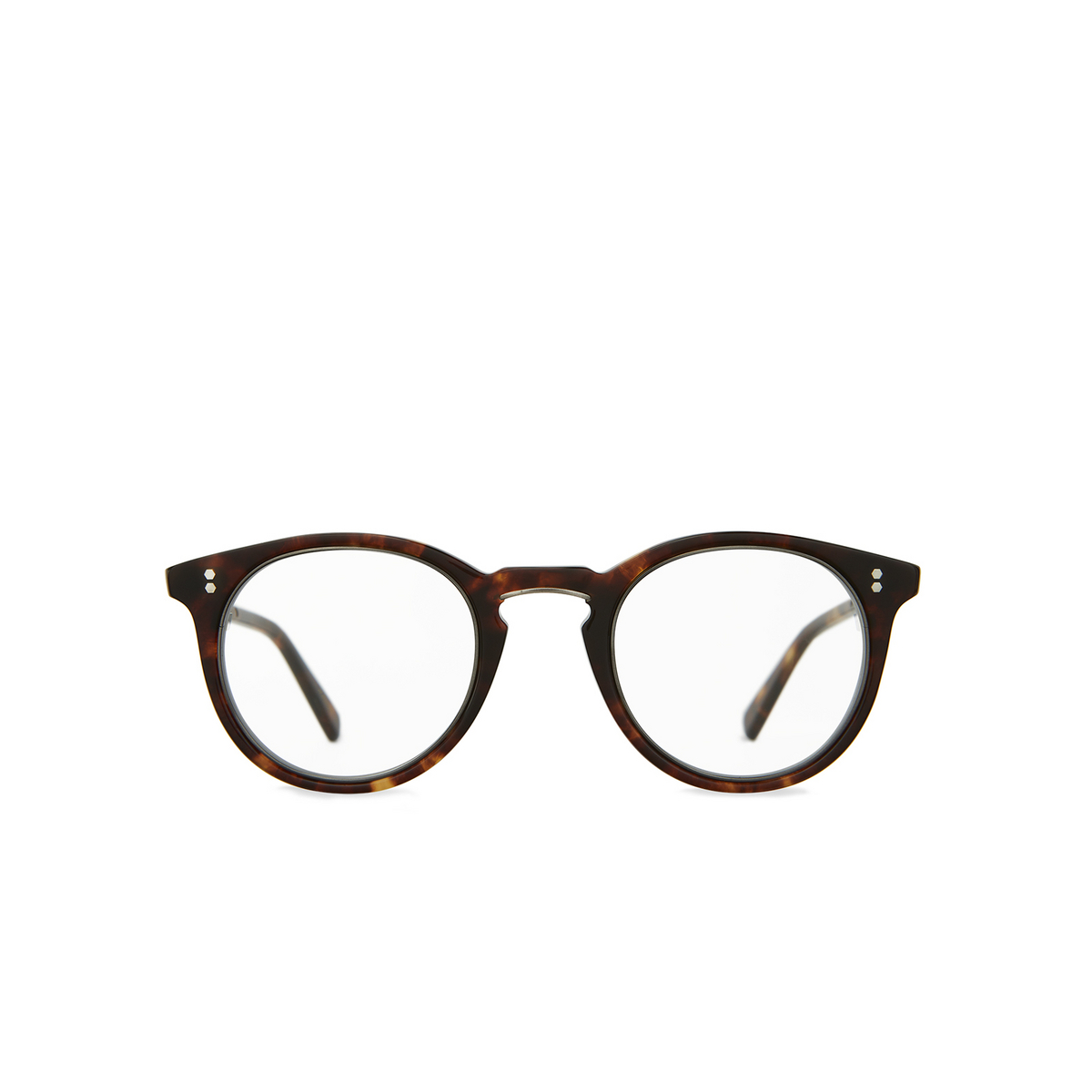Mr. Leight® Round Eyeglasses: Crosby C color Maple - Antique Gold Mpl-antplt - front view.
