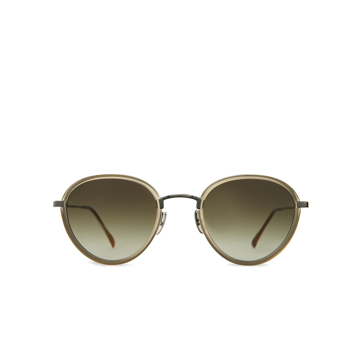 Mr. Leight® Round Sunglasses: Monterey Sl color Summit / Elm + Beachwood / Bluelight Smt/elm+bw/blul - front view.