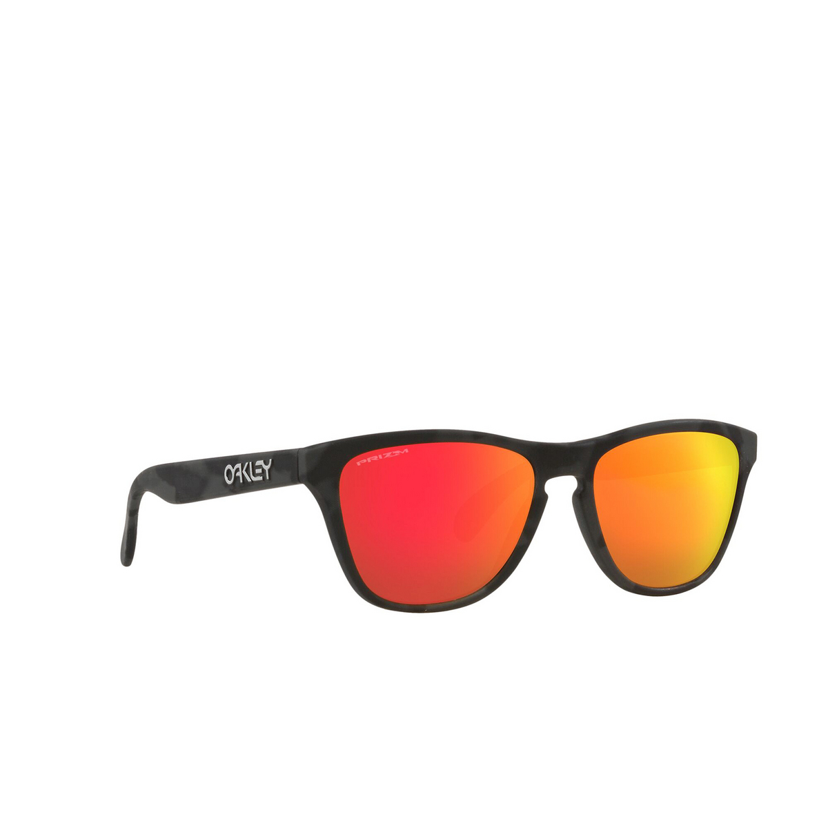 Oakley® Square Sunglasses: Frogskins Xs OJ9006 color Matte Black Camo 900629 - three-quarters view.