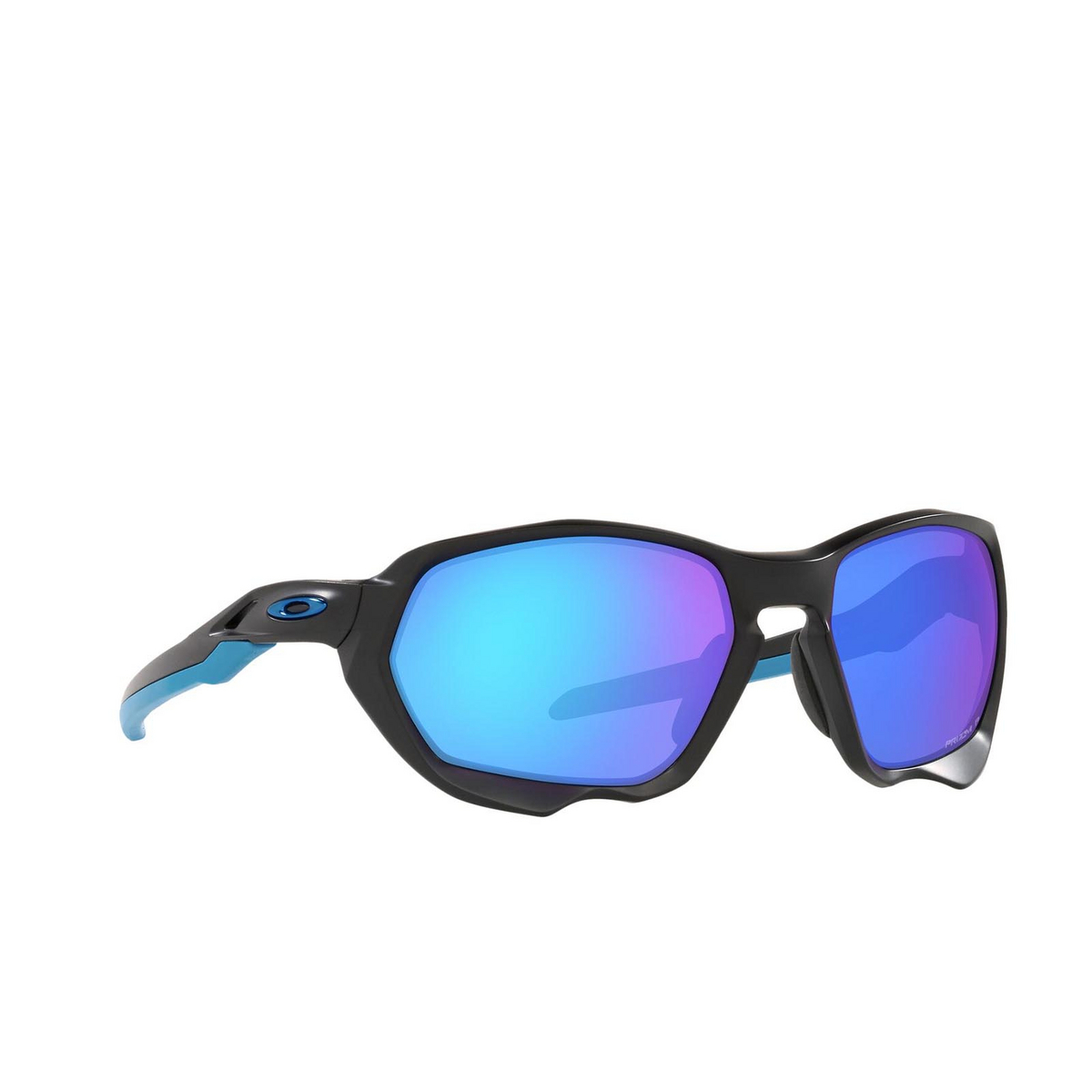 Oakley® Sport Sunglasses: Plazma OO9019 color Matte Black 901908 - three-quarters view.