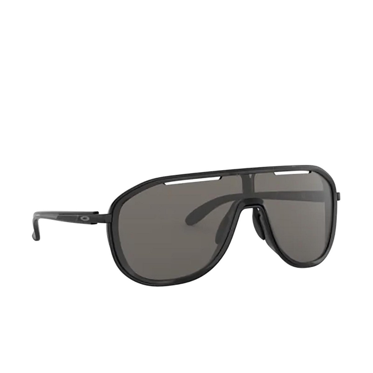 Oakley® Sport Sunglasses: Outpace OO4133 color Black Ink / Polished Black 413301 - three-quarters view.