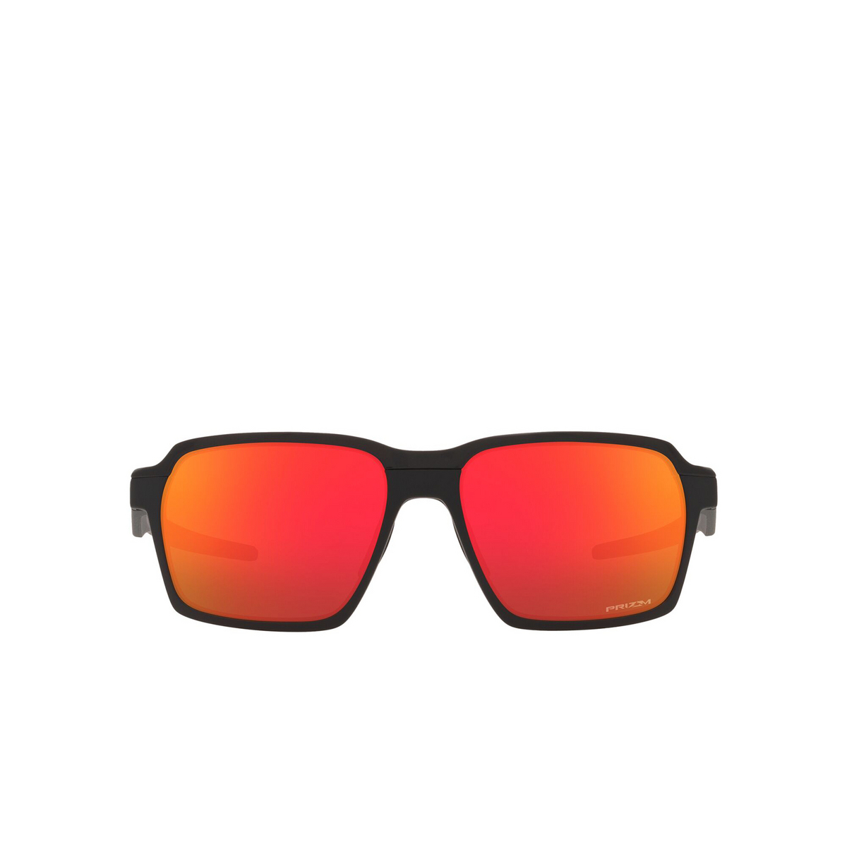 Oakley® Rectangle Sunglasses: Parlay OO4143 color Matte Black 414303 - front view.