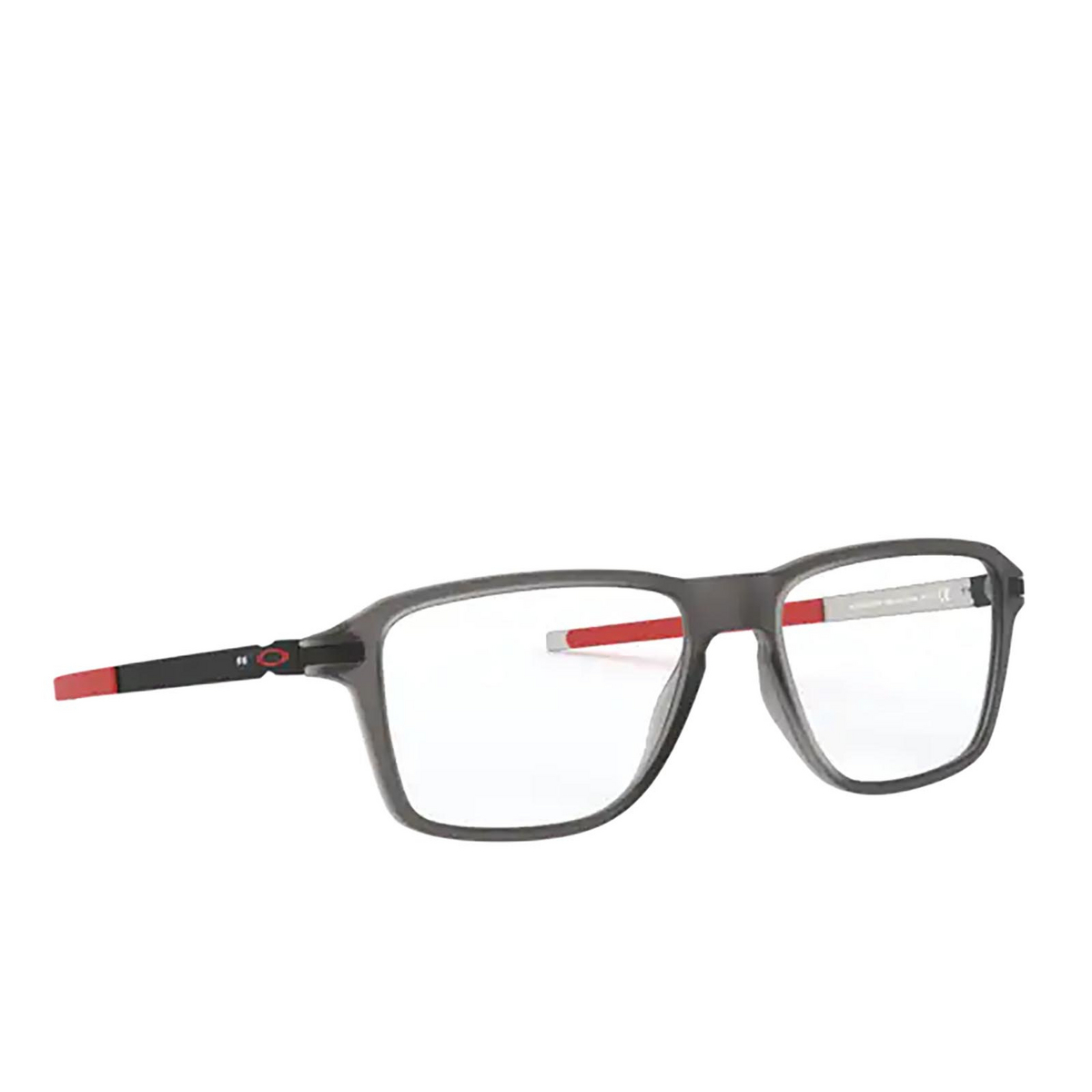 Oakley® Square Eyeglasses: Wheel House OX8166 color Satin Grey Smoke 816603 - three-quarters view.