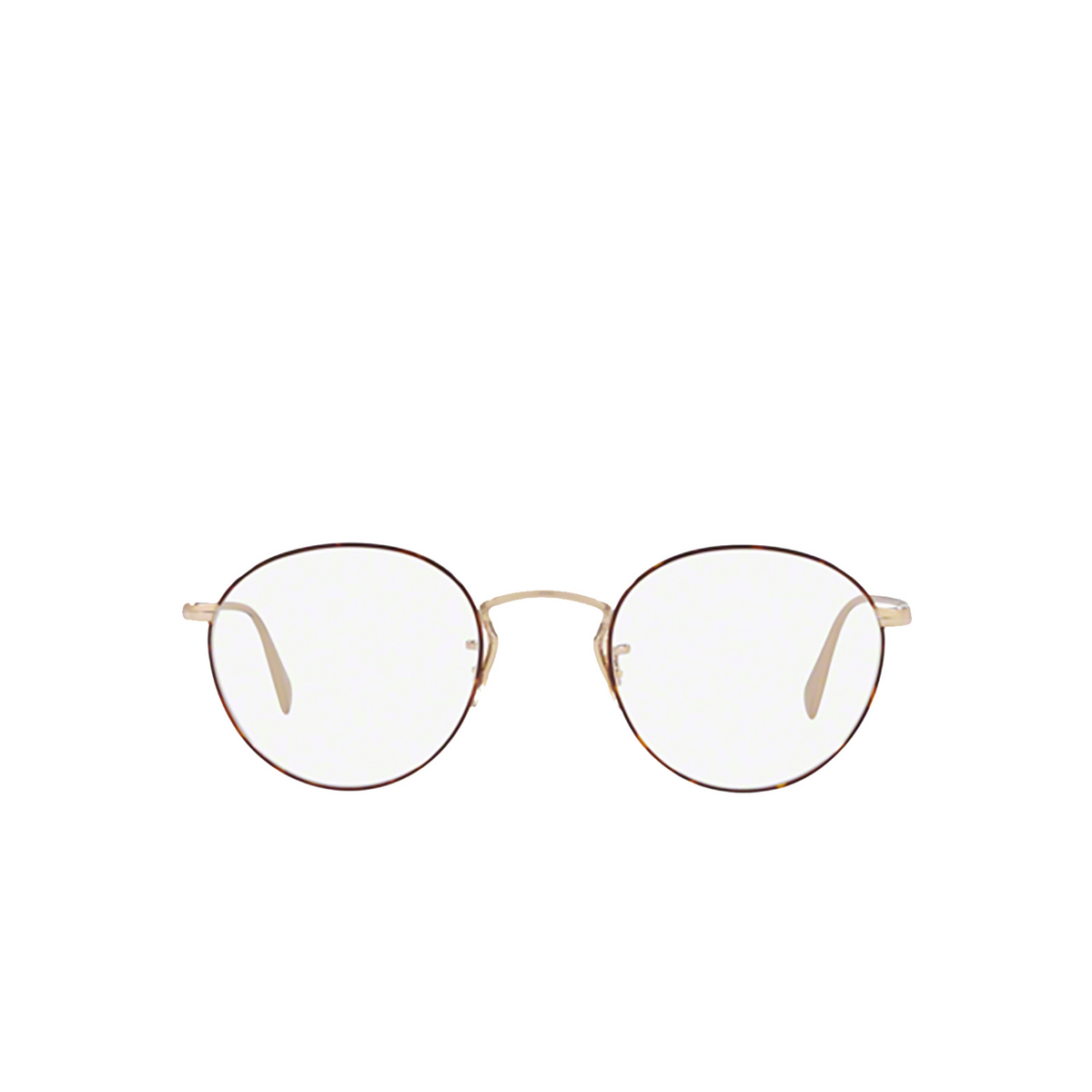Oliver Peoples® Round Eyeglasses: Coleridge OV1186 color Soft Gold / Amber Dtbk Foil 5295 - front view.