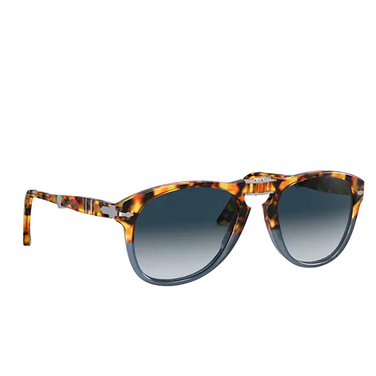 Persol PO0714 Sunglasses 112032 brown tortoise & opal blue - three-quarters view