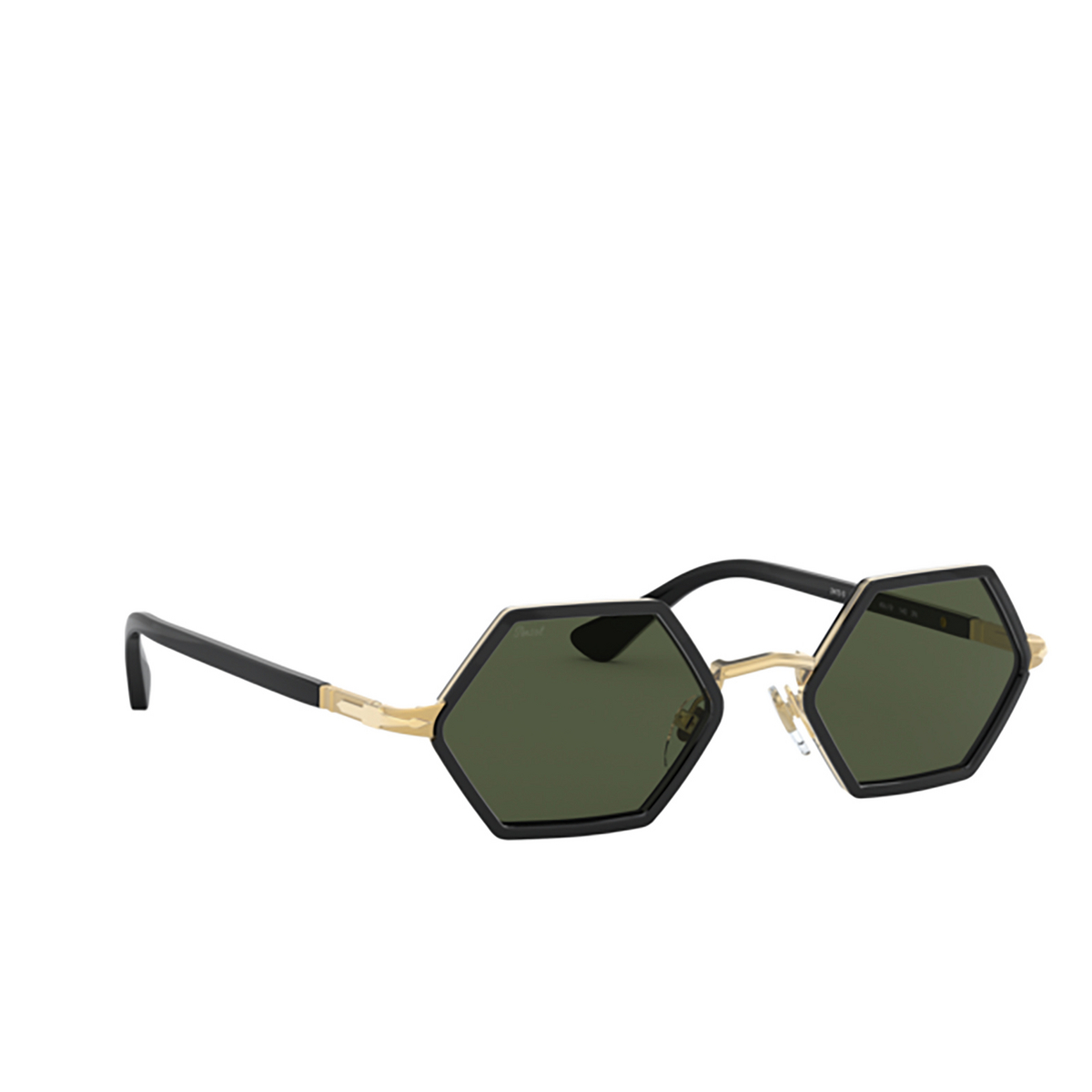 Persol® Irregular Sunglasses: PO2472S color Gold & Black 109731 - three-quarters view.