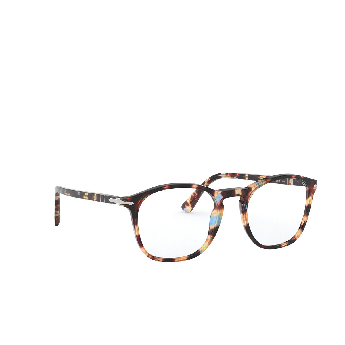 Persol PO3007VM Eyeglasses 1058 Azure & Brown Tortoise - three-quarters view