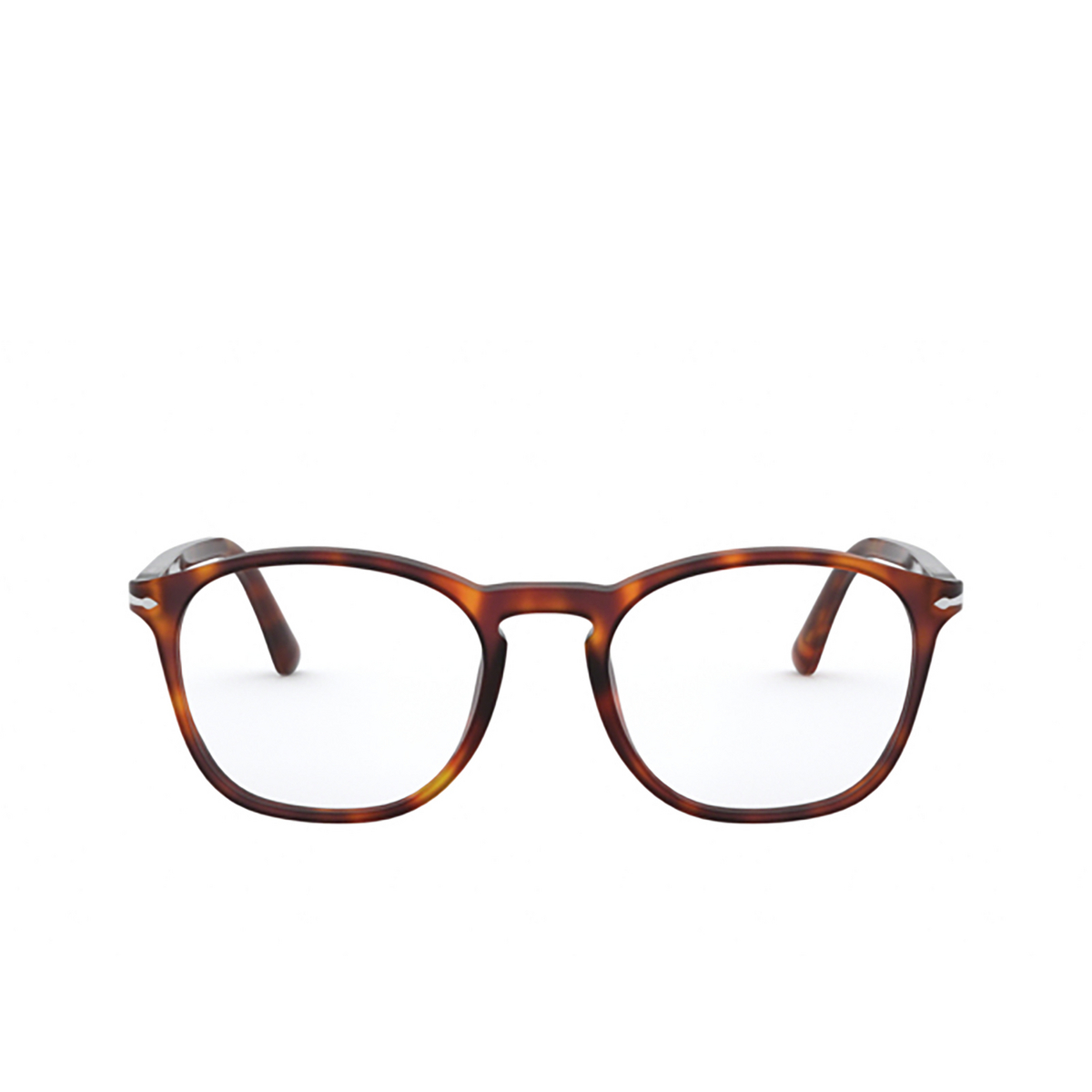Persol® Square Eyeglasses: PO3007VM color Havana 24 - front view.