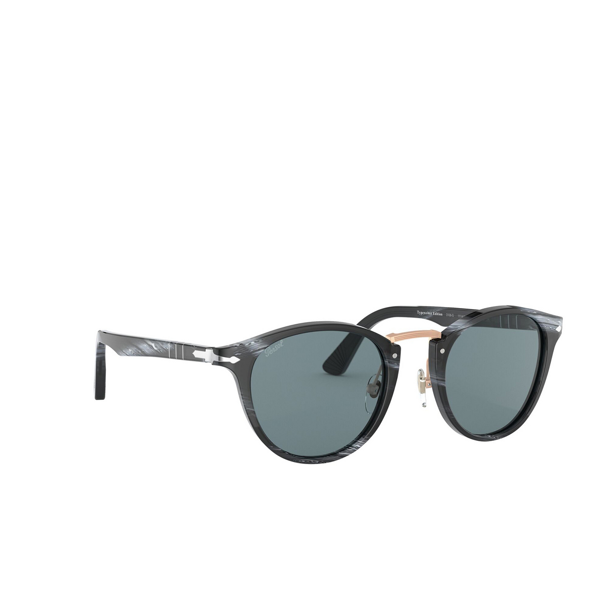 Persol PO3108S Sunglasses 111456 Striped Black - three-quarters view