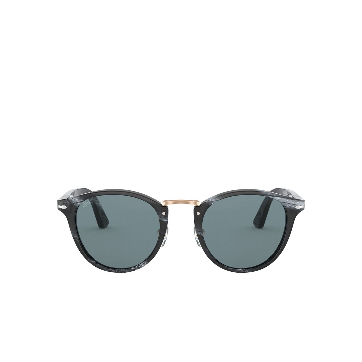 Persol® Round Sunglasses: PO3108S color Striped Black 111456 - front view.