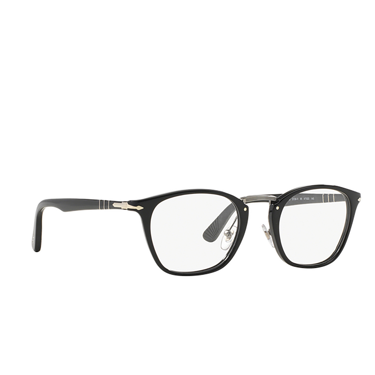 Persol® Square Eyeglasses: PO3109V color Black 95 - three-quarters view.