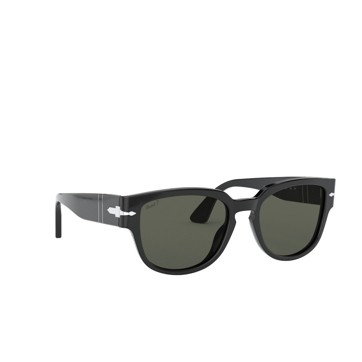 Persol® Square Sunglasses: PO3231S color Black 95/58 - three-quarters view.