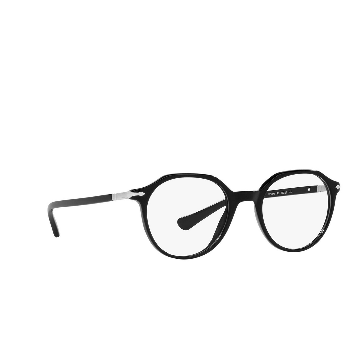 Persol® Irregular Eyeglasses: PO3253V color Black 95 - three-quarters view.