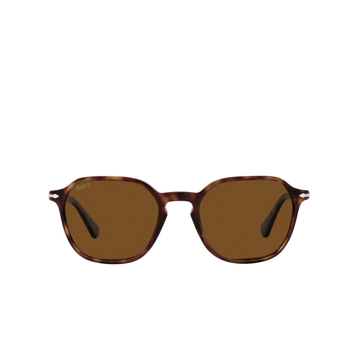 Persol® Square Sunglasses: PO3256S color Havana 24/57 - front view.