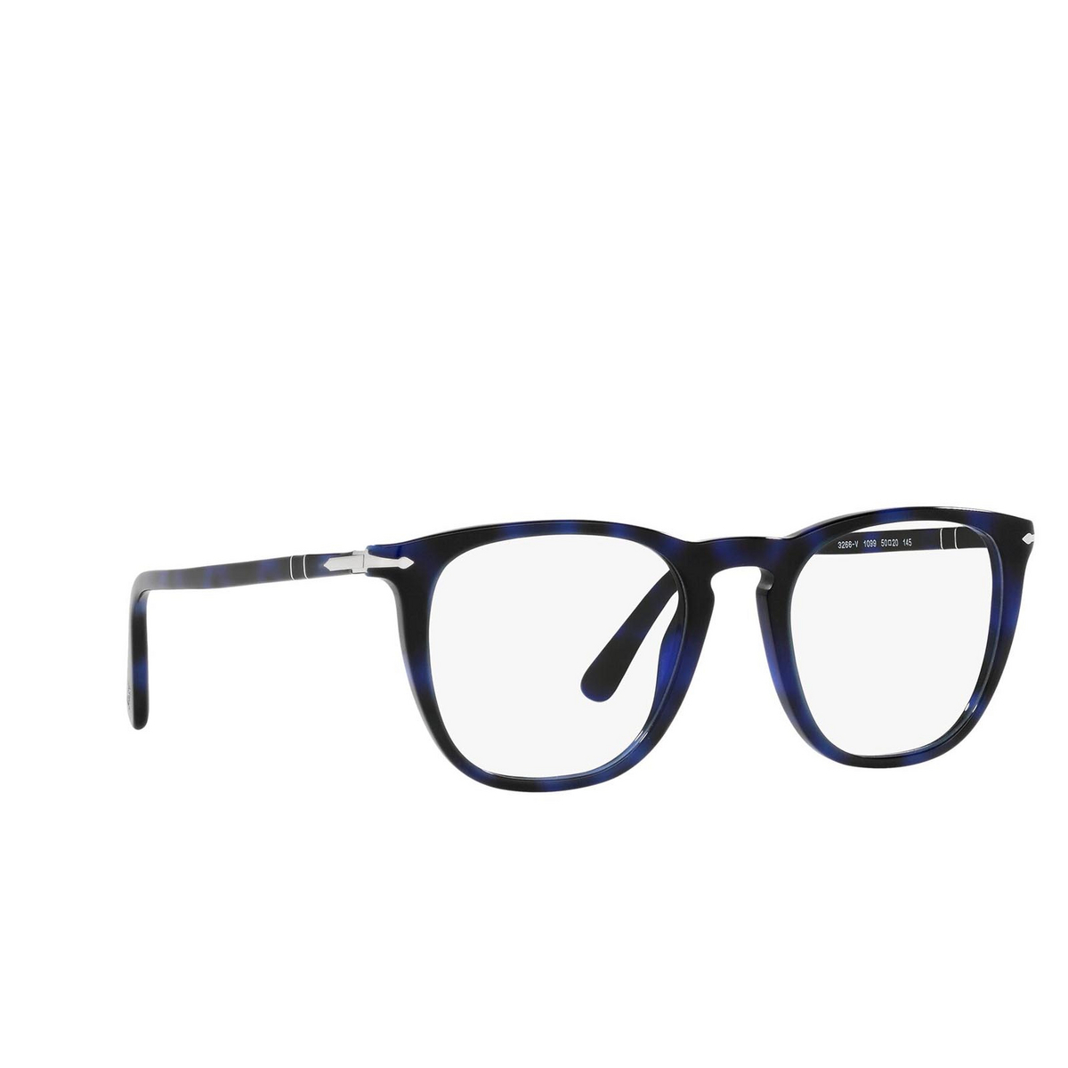 Persol® Square Eyeglasses: PO3266V color Blue 1099 - three-quarters view.