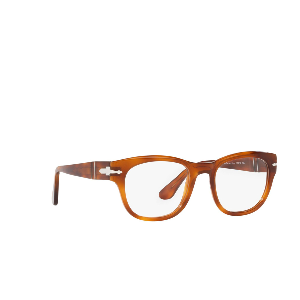 Persol® Square Eyeglasses: PO3270V color Terra Di Siena 96 - three-quarters view.
