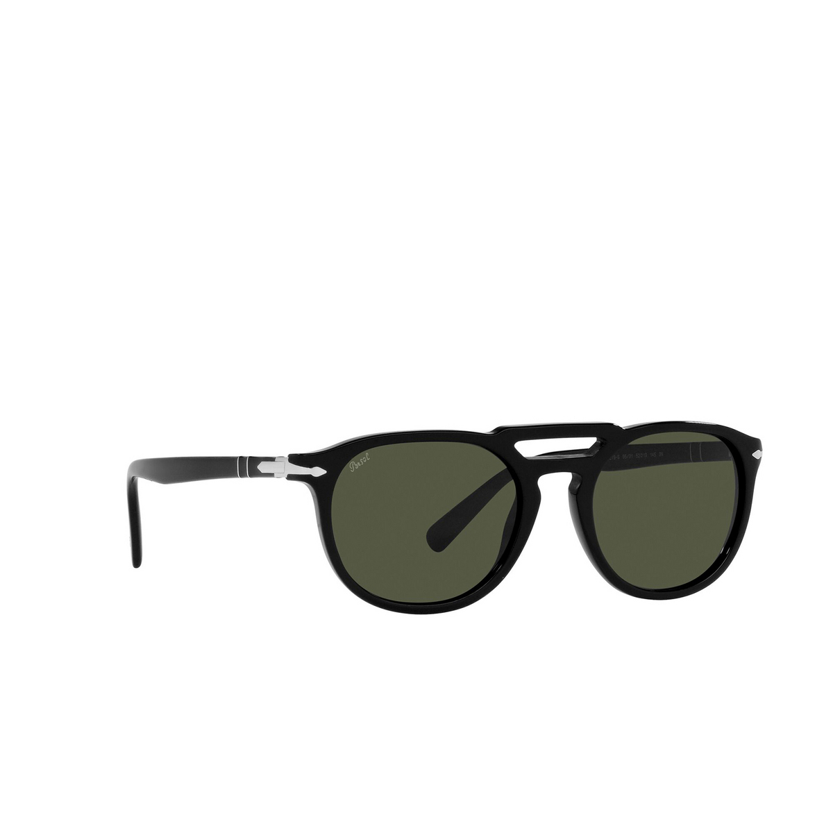Persol® Square Sunglasses: PO3279S color Black 95/31 - three-quarters view.