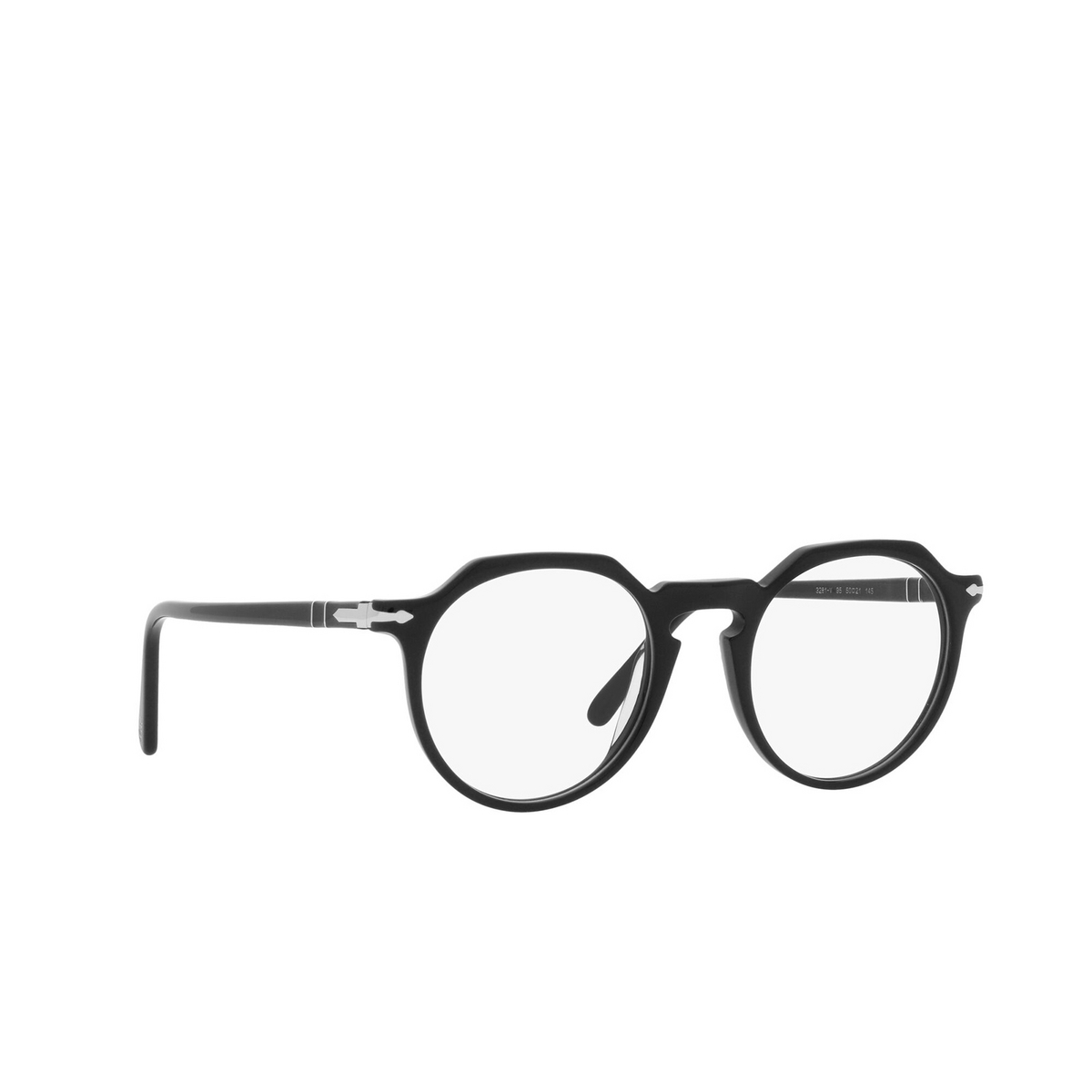 Persol® Irregular Eyeglasses: PO3281V color Black 95 - three-quarters view.