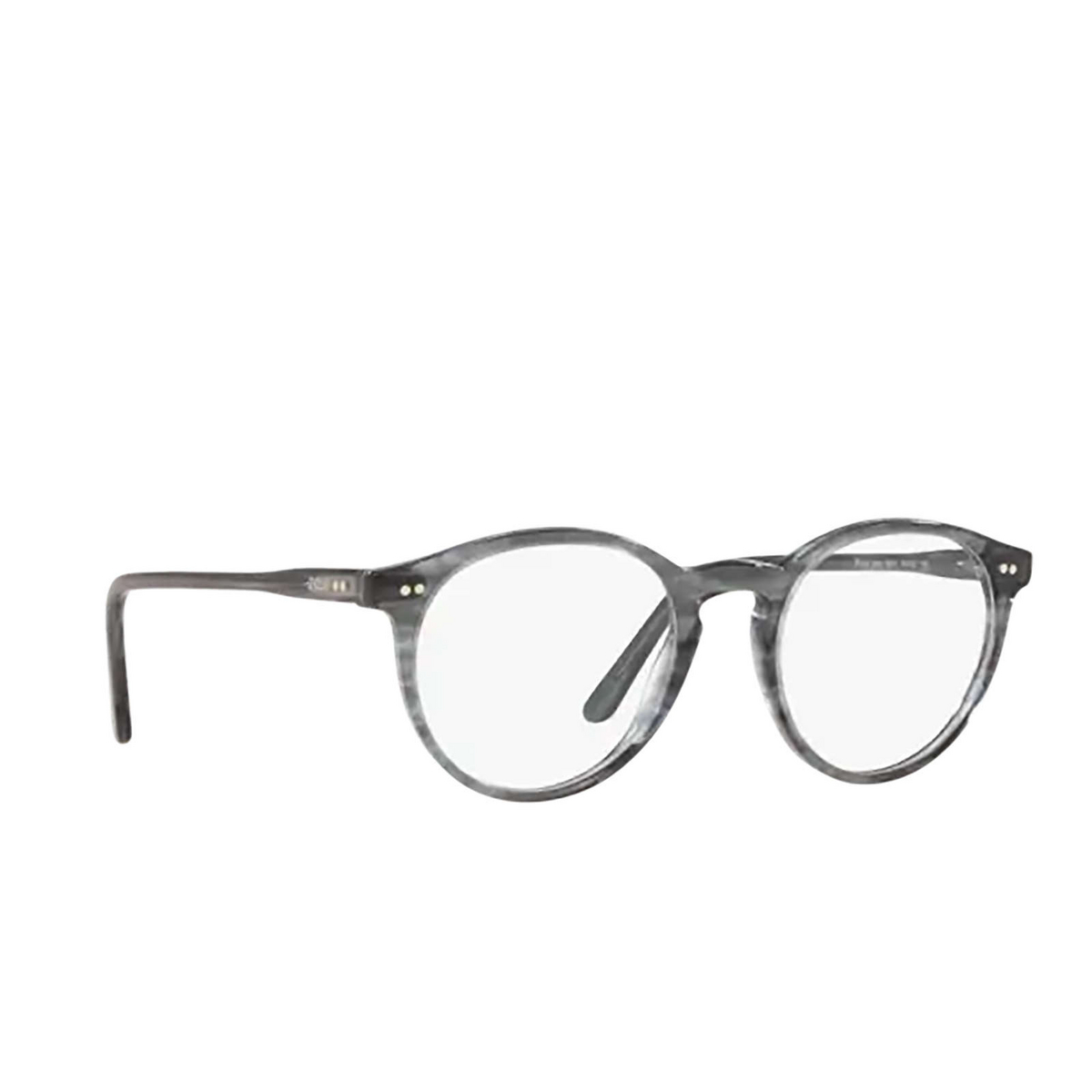 Polo Ralph Lauren® Round Eyeglasses: PH2083 color Shiny Striped Grey 5821 - three-quarters view.