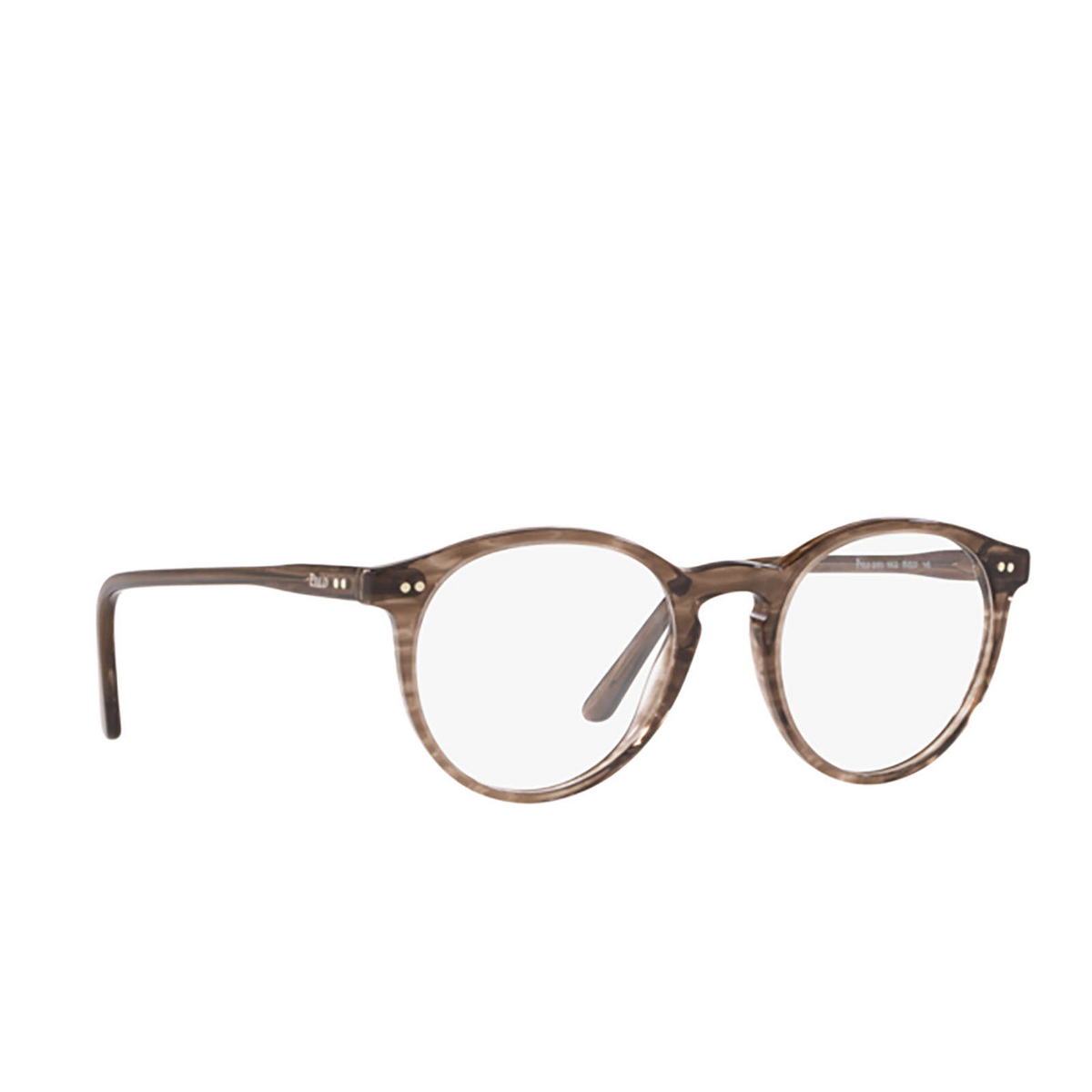 Polo Ralph Lauren® Round Eyeglasses: PH2083 color Shiny Striped Brown 5822 - three-quarters view.