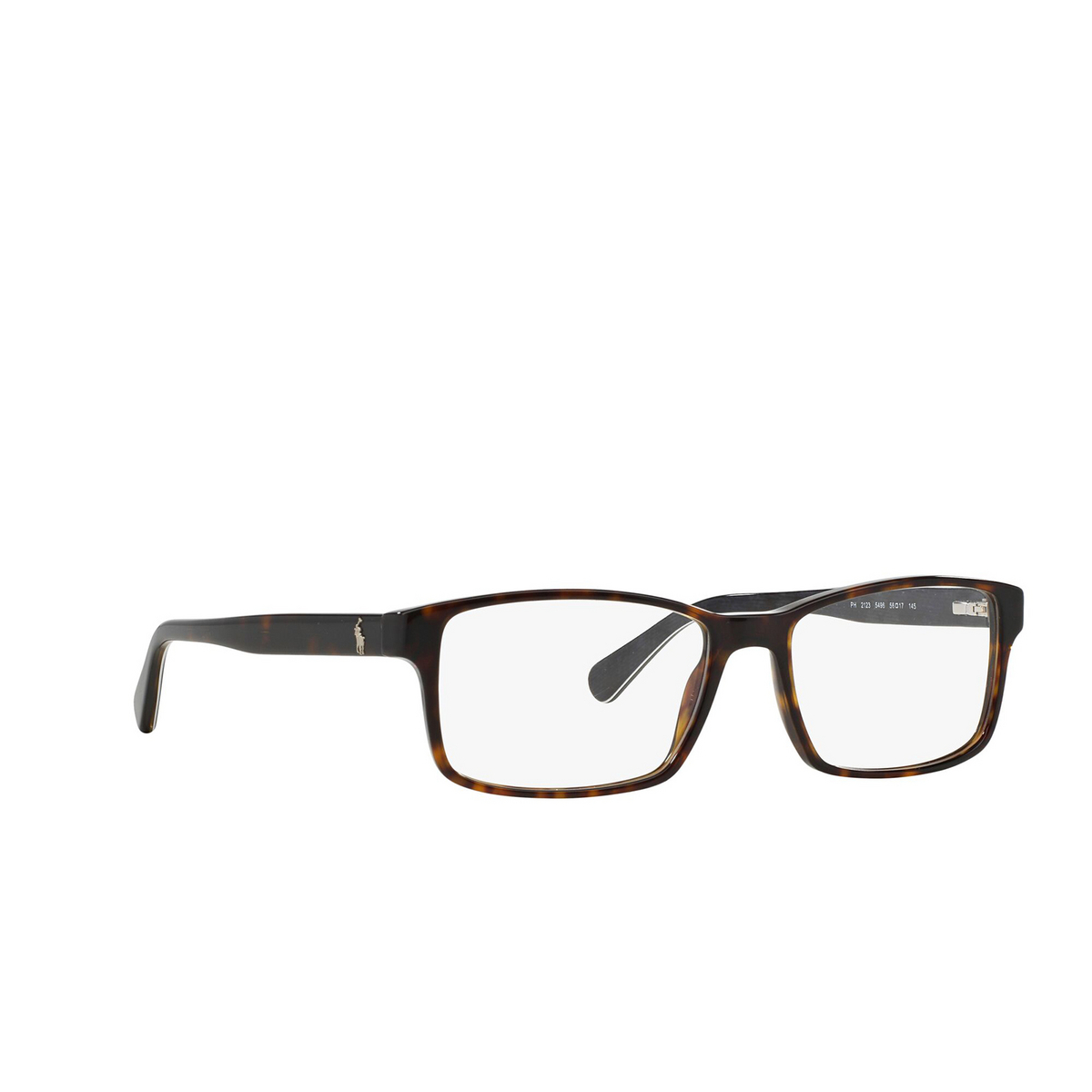 Polo Ralph Lauren® Rectangle Eyeglasses: PH2123 color Shiny Dark Havana 5496 - three-quarters view.