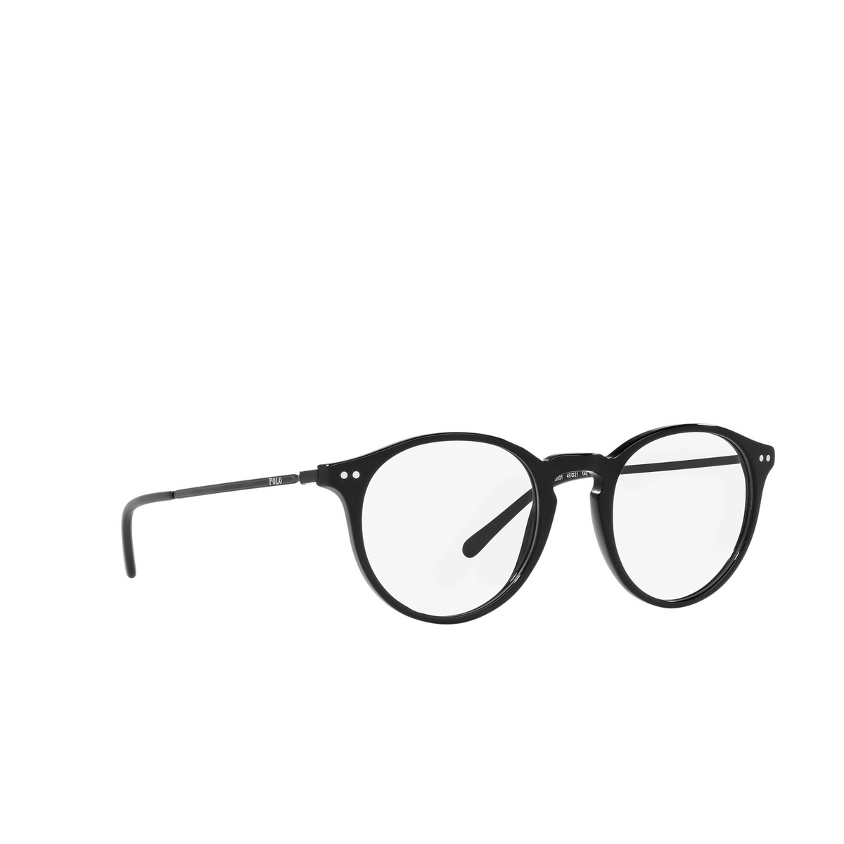 Polo Ralph Lauren® Round Eyeglasses: PH2227 color Shiny Black 5001 - three-quarters view.