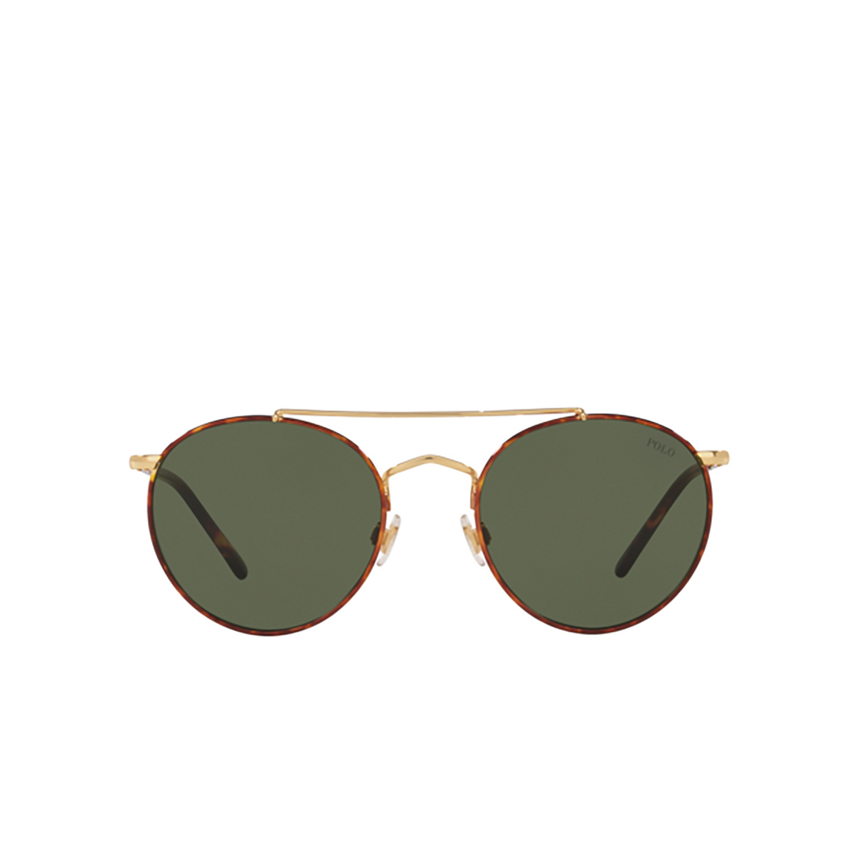 Polo Ralph Lauren® Round Sunglasses: PH3114 color Havana On Shiny Gold 938471 - front view.