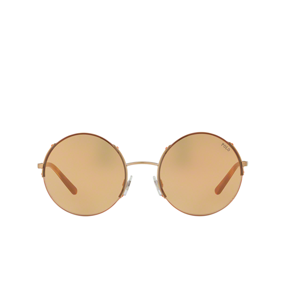 Polo Ralph Lauren® Round Sunglasses: PH3120 color Shiny Rose Gold 9334R1 - front view.