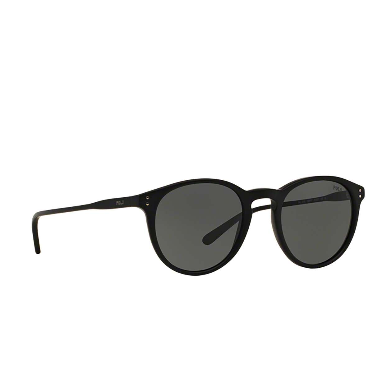 Polo Ralph Lauren® Round Sunglasses: PH4110 color Matte Black 528487 - three-quarters view.