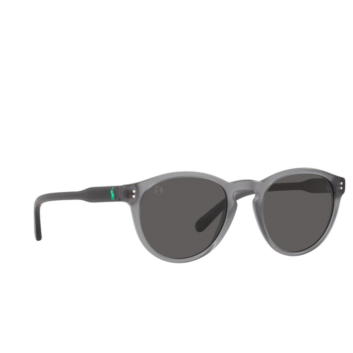 Polo Ralph Lauren® Round Sunglasses: PH4172 color Matte Transparent Dark Grey 595387 - three-quarters view.