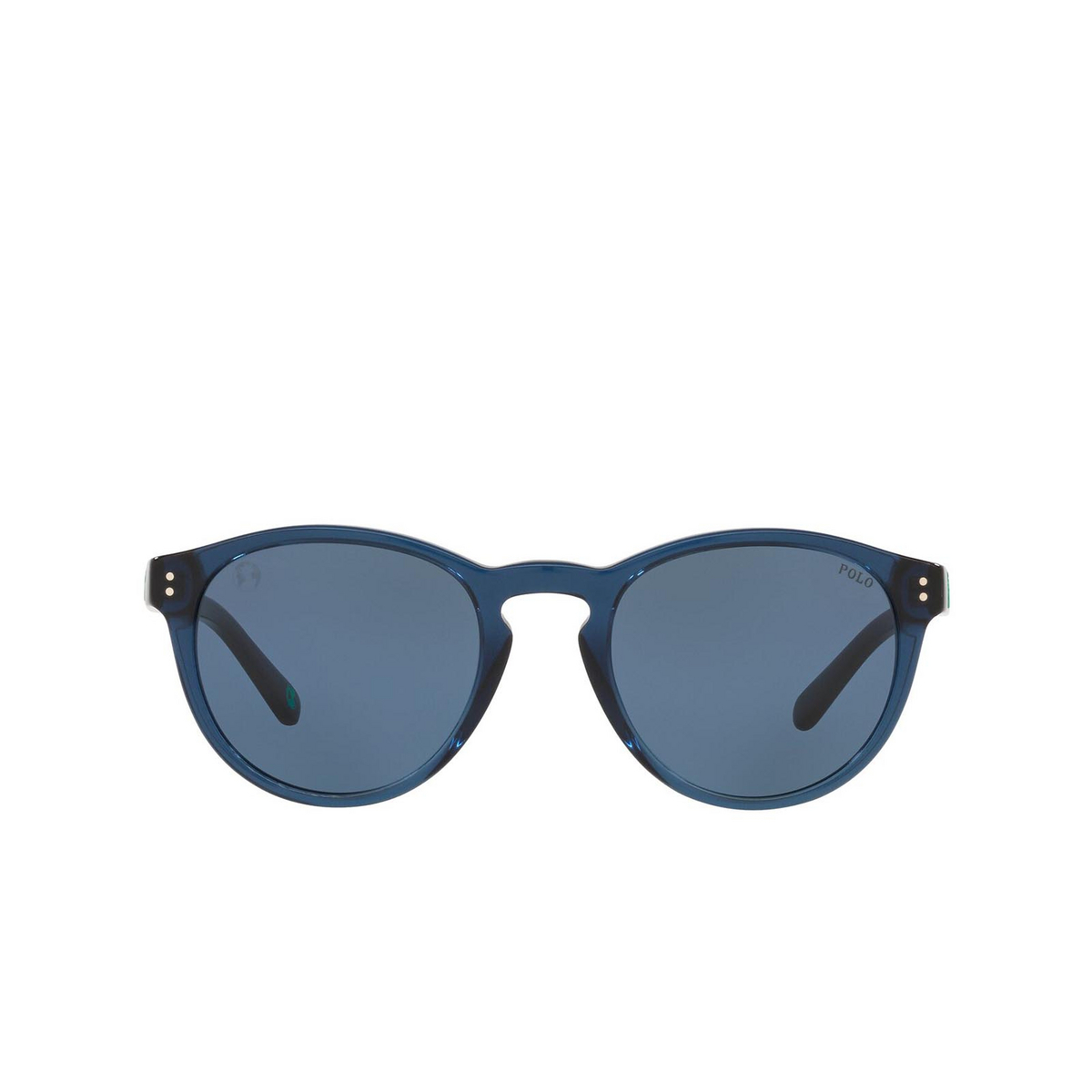 Polo Ralph Lauren® Round Sunglasses: PH4172 color Shiny Transparent Blue 595580 - front view.