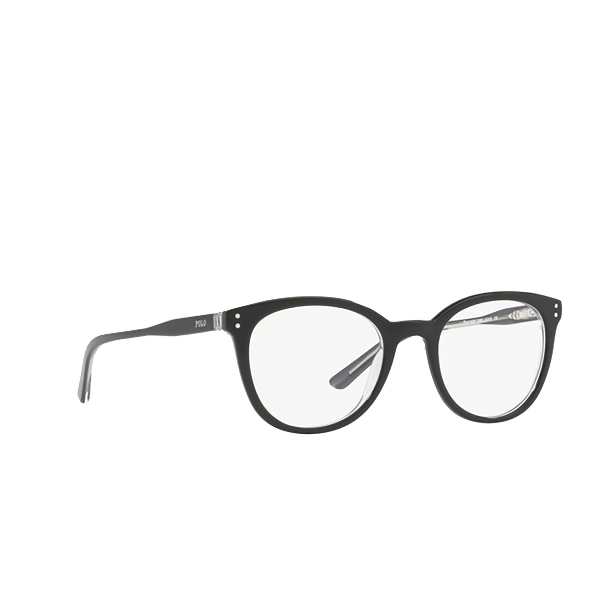 Polo Ralph Lauren® Square Eyeglasses: PP8529 color Shiny Black On Crystal 3163 - three-quarters view.