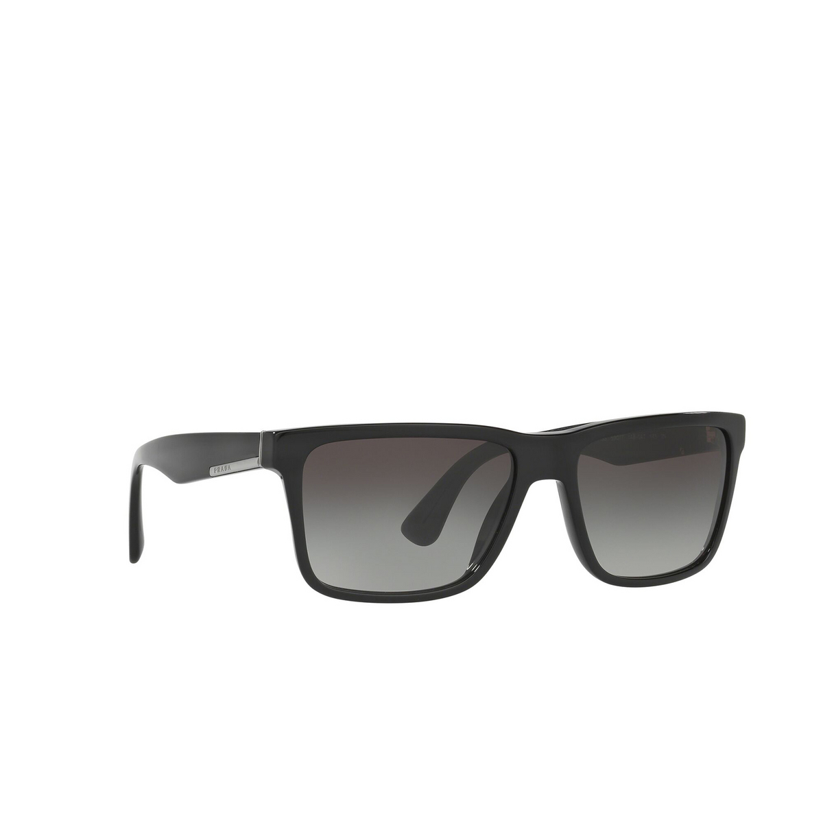 Prada® Square Sunglasses: Conceptual PR 19SS color Black 1AB0A7 - three-quarters view.