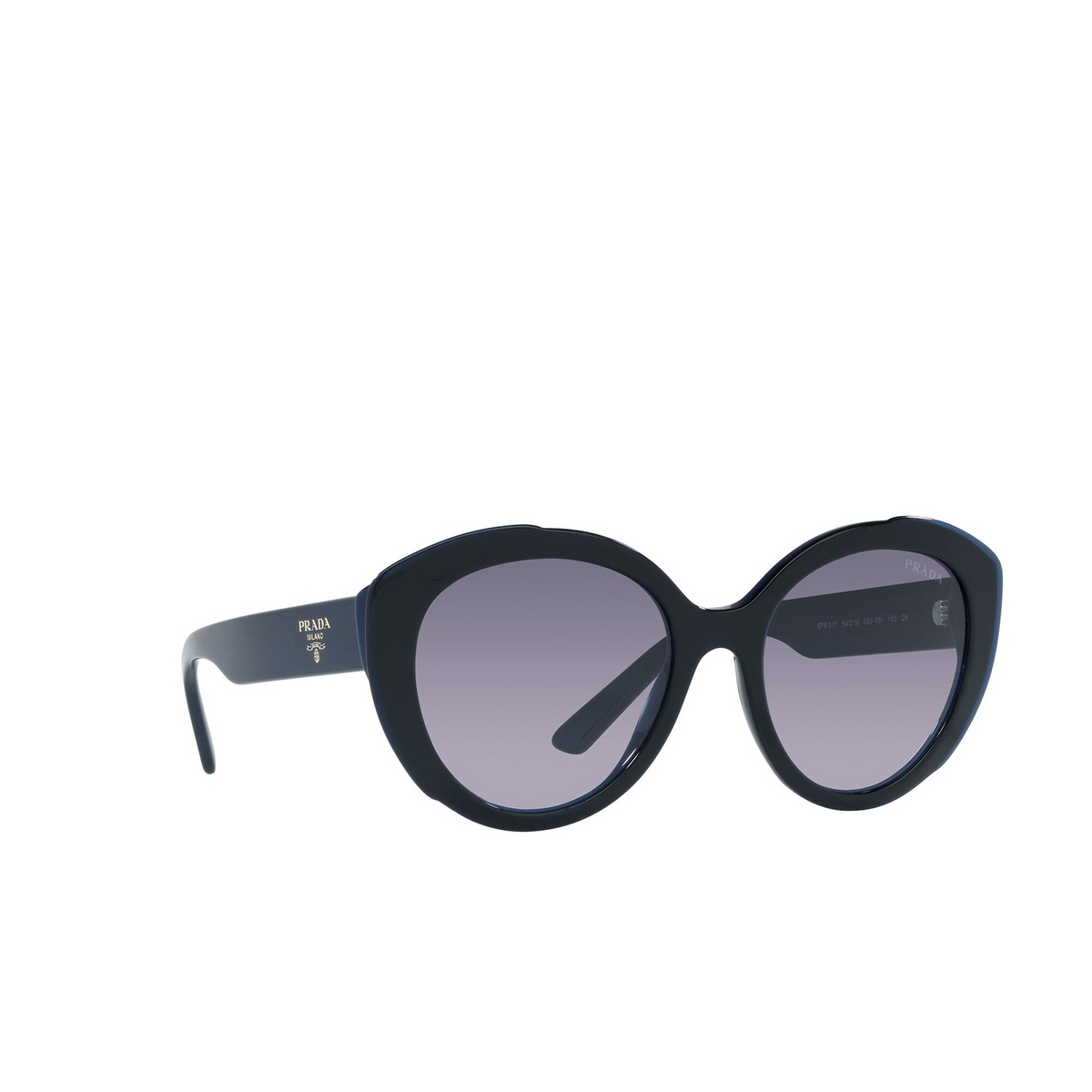 Prada® Butterfly Sunglasses: PR 01YS color Blue 08V08I - three-quarters view.