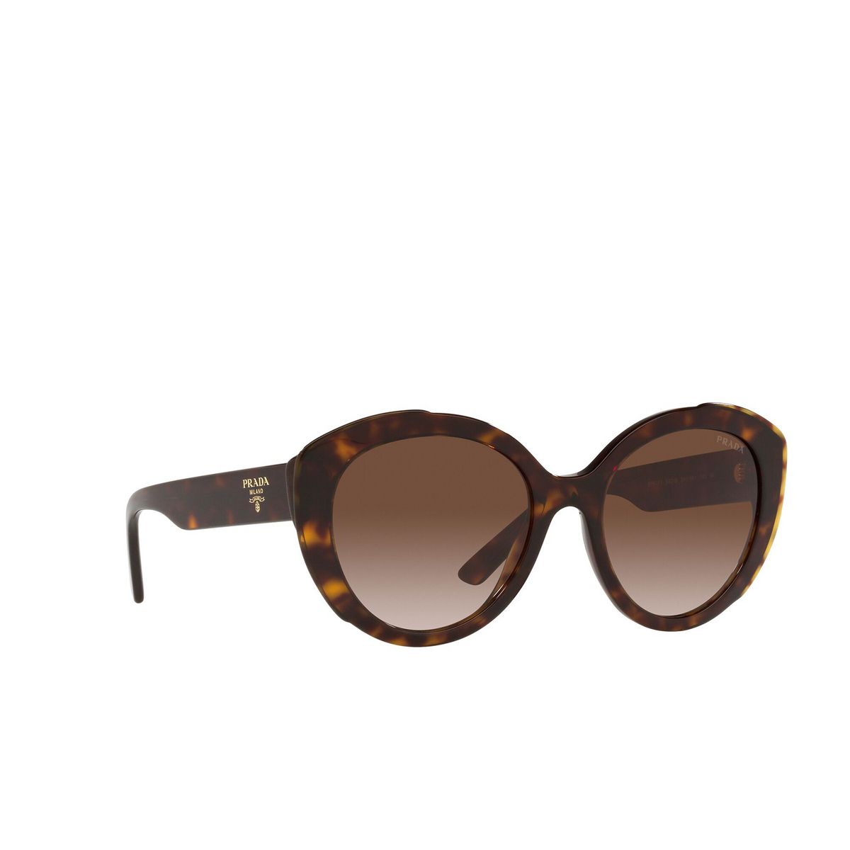 Prada® Butterfly Sunglasses: PR 01YS color Havana 2AU6S1 - three-quarters view.