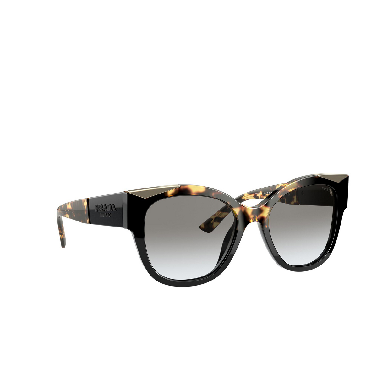 Prada PR 02WS Sunglasses 01M0A7 Black / Medium Havana - three-quarters view
