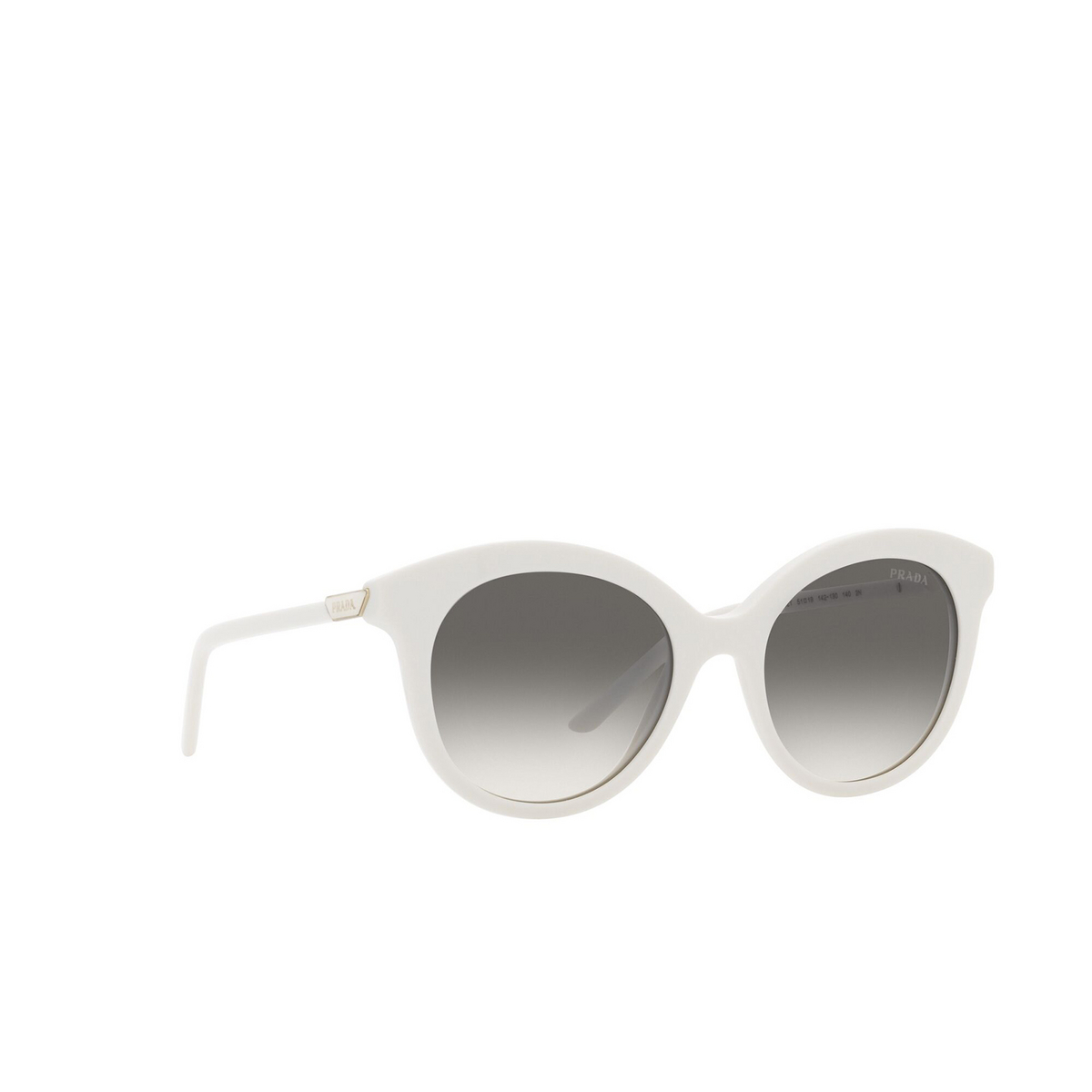 Prada® Round Sunglasses: PR 02YS color Talc 142130 - three-quarters view.