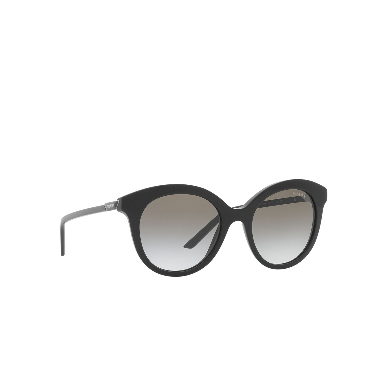 Prada® Round Sunglasses: PR 02YS color Black 1AB0A7 - three-quarters view.