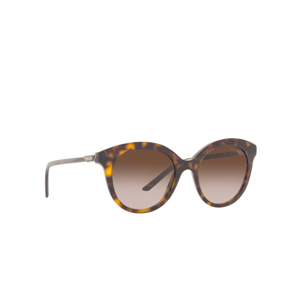 Prada® Round Sunglasses: PR 02YS color Tortoise 2AU6S1 - three-quarters view.