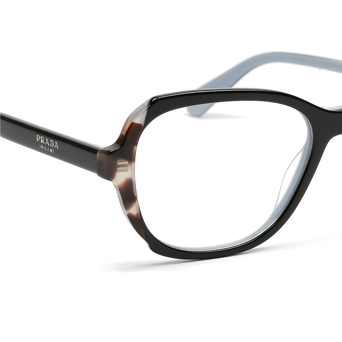 Prada PR 03VV Eyeglasses KHR1O1 TOP BLACK / AZURE / SPOTTED BROWN - product thumbnail 3/5