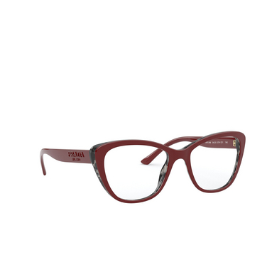 Prada PR 04WV Eyeglasses 07H1O1 bordeaux / grey havana - three-quarters view
