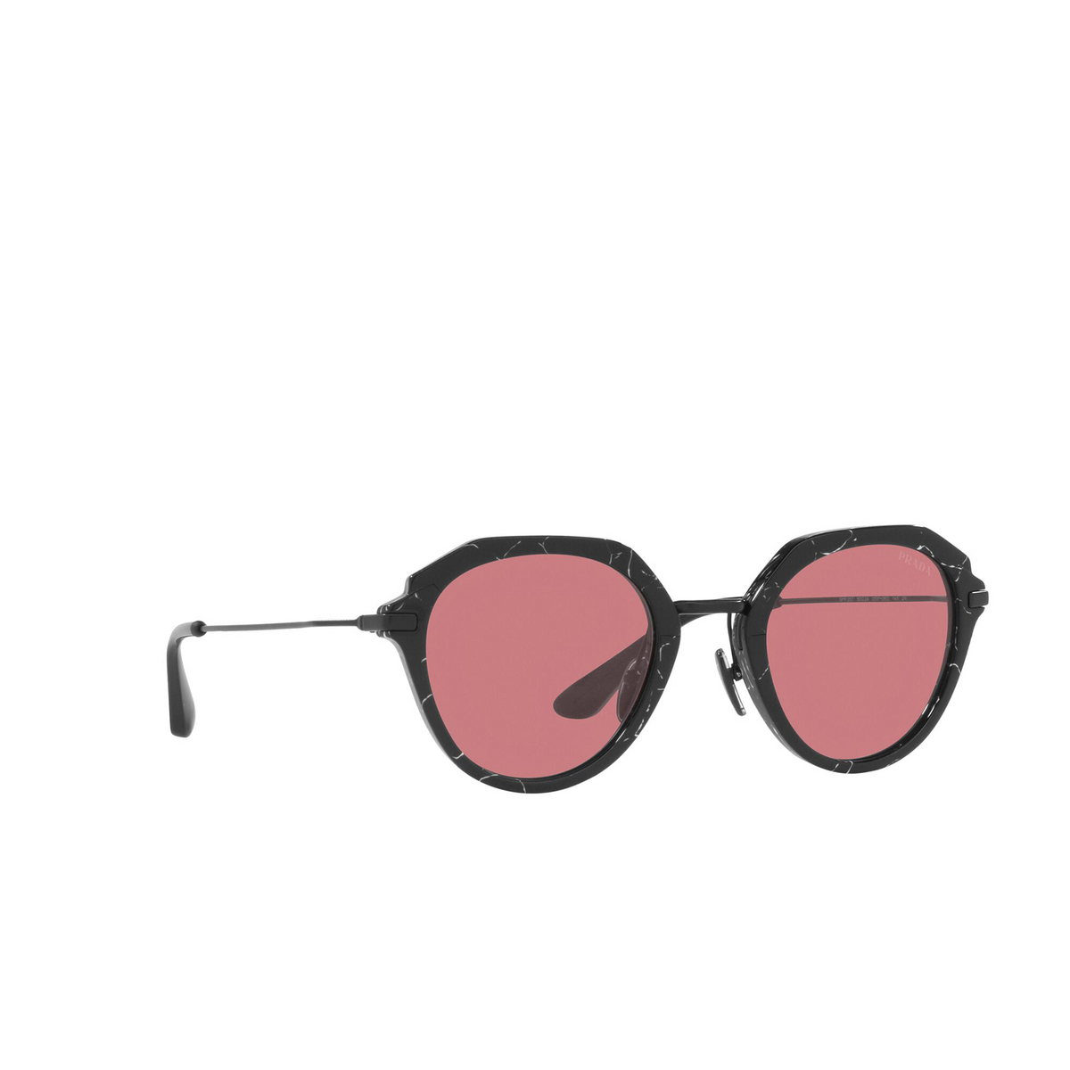 Prada® Square Sunglasses: PR 05YS color Marble Black 05W06O - three-quarters view.