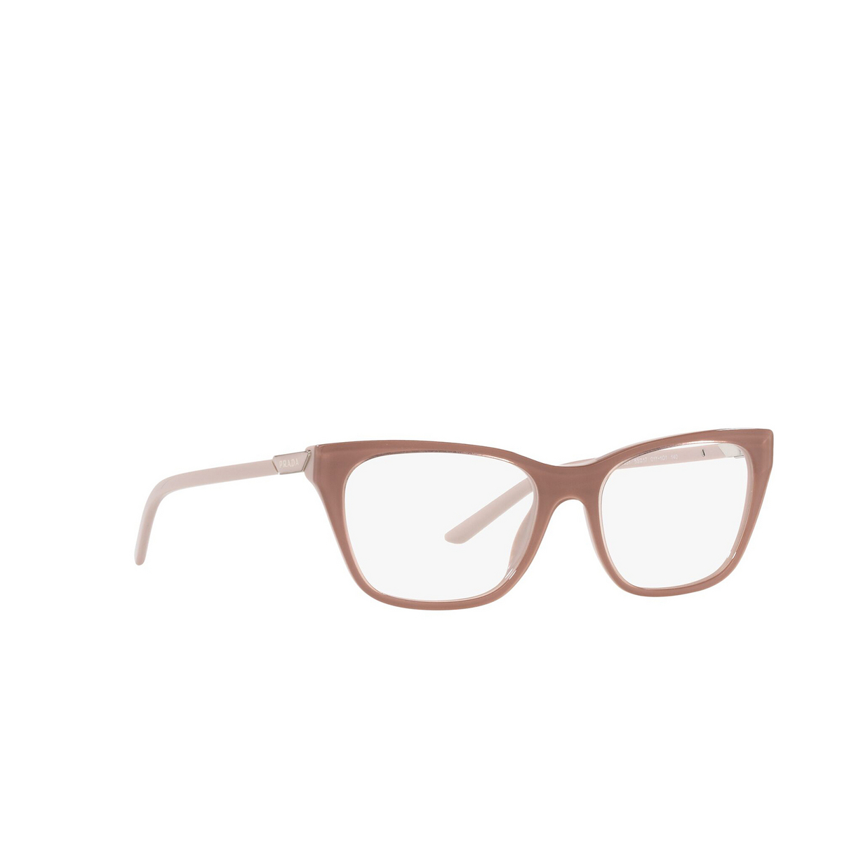 Prada® Butterfly Eyeglasses: PR 05YV color Alabaster / Crystal 01Y1O1 - three-quarters view.