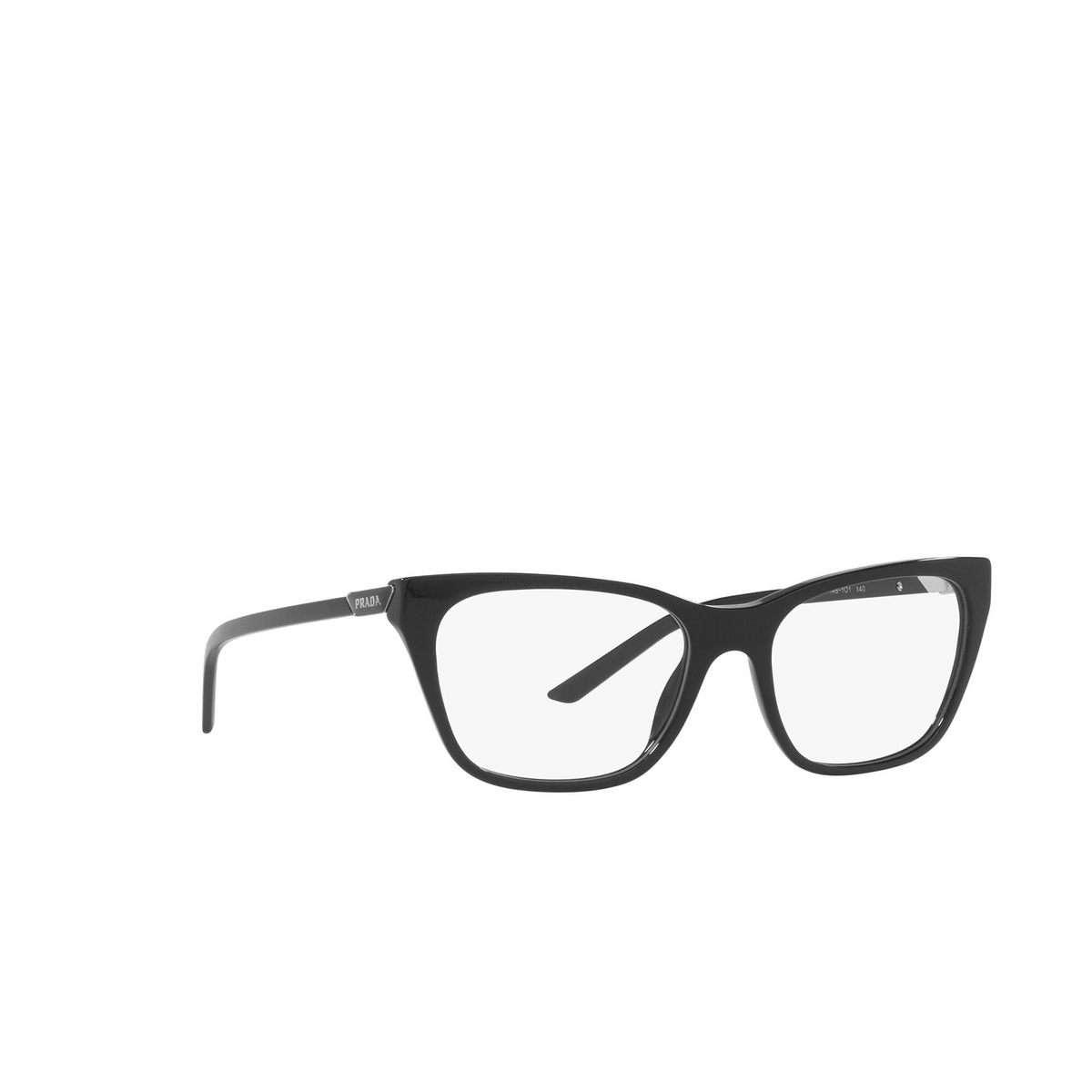 Prada® Butterfly Eyeglasses: PR 05YV color Black 1AB1O1 - three-quarters view.