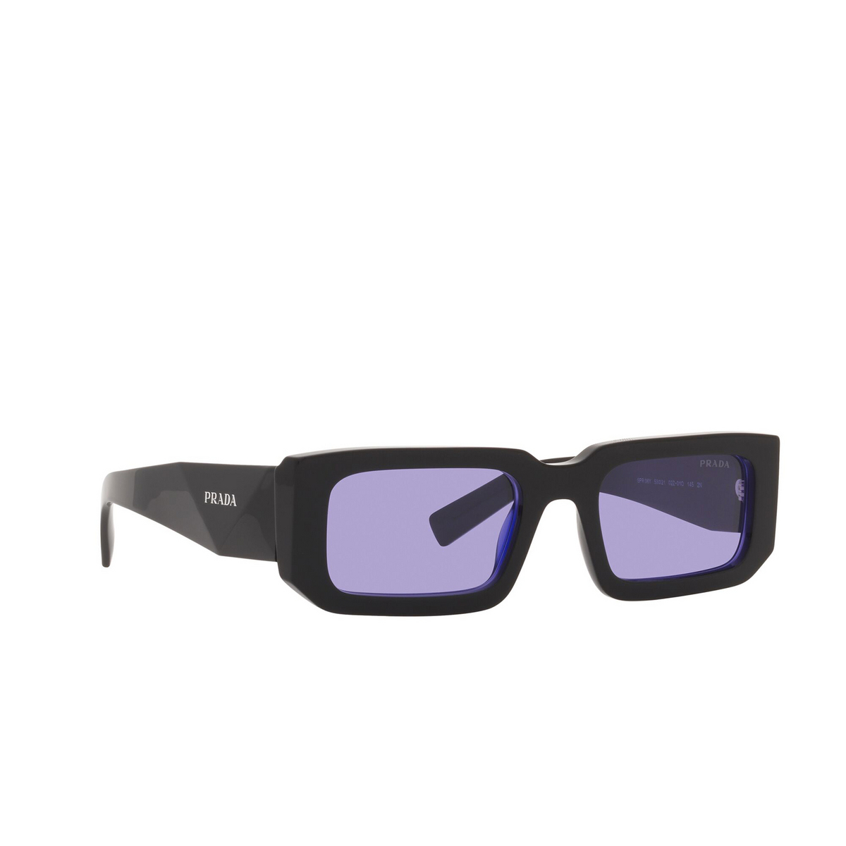 Prada PR 06YS Sunglasses 02Z01O Black / Blue - three-quarters view