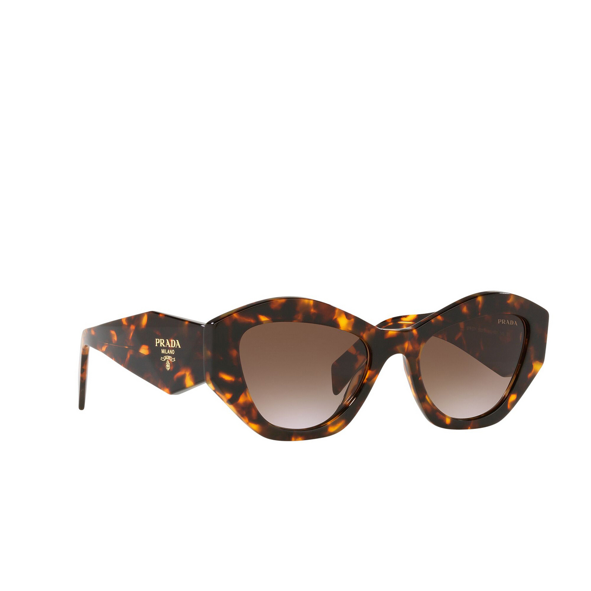 Prada® Irregular Sunglasses: PR 07YS color Honey Havana VAU6S1 - three-quarters view.